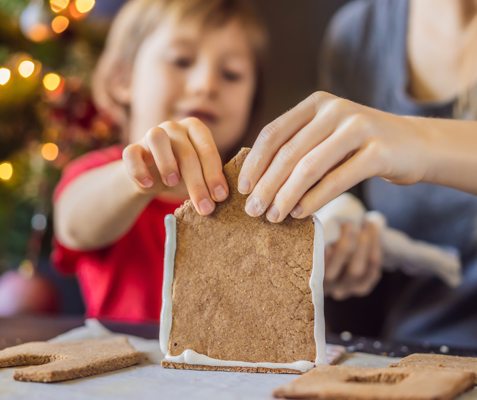 Making a gingerbread house together