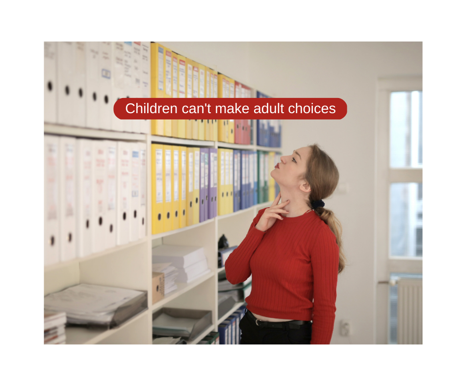 Adult selecting file